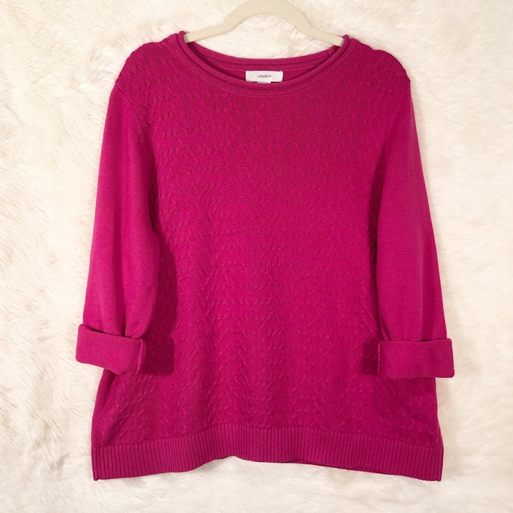 CJ Banks Pink Cable Knit Sweater size 1x